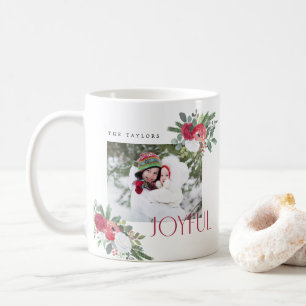 Taza De Café Tarjeta navideña de fotos de flores alegres