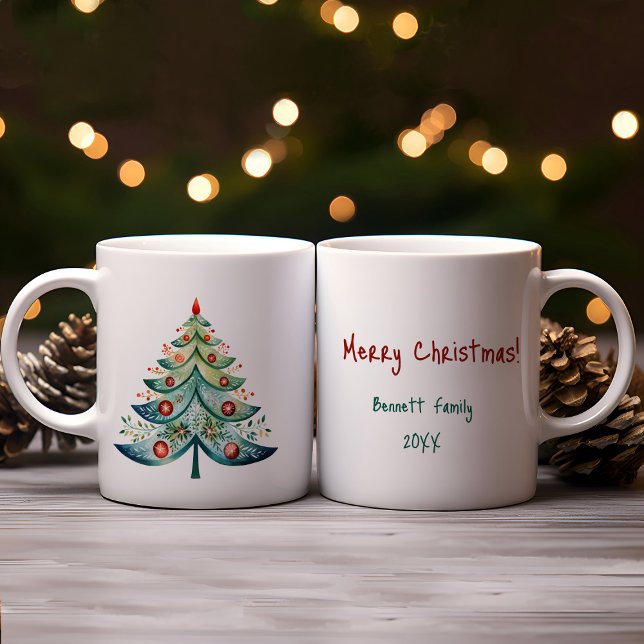 Taza De Café Tarjeta navideña de navidad (Personalized Christmas mug family gift)
