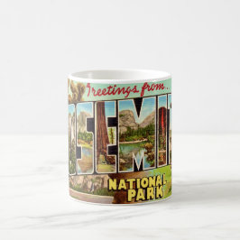 Taza De Café Tarjeta postal antigua del Parque Nacional Yosemit