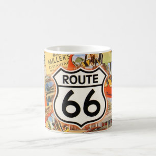 Taza De Café Tarjeta postal colorida de la ruta 66