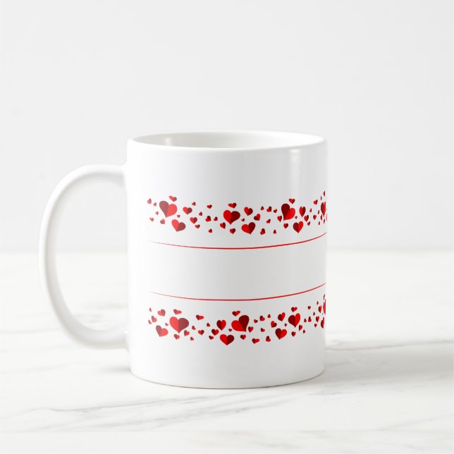 Taza De Café Tarjeta postal de Banner Hearts (Izquierda)
