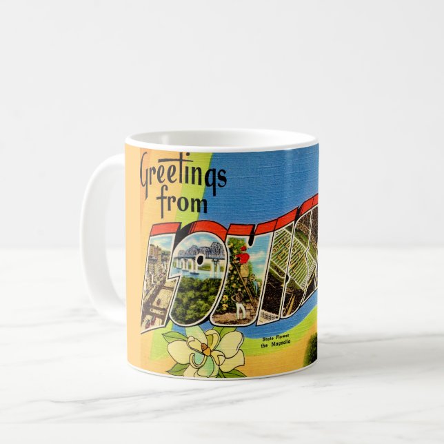 Taza De Café Tarjeta postal de bienvenida de Louisiana (Anverso izquierdo)