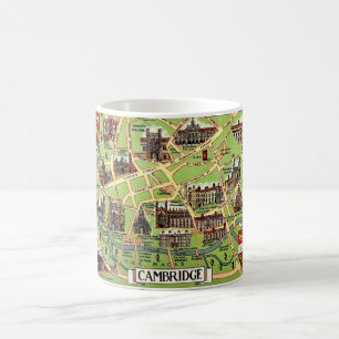 Taza De Café Tarjeta postal de mapa antiguo de Cambridge