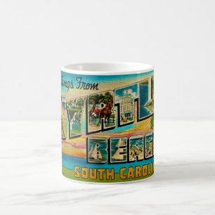 Taza De Café Tarjeta postal de saludo vintage de Myrtle Beach
