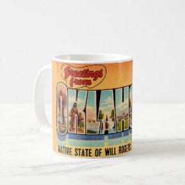 Taza De Café Tarjeta postal de saludo vintage de Oklahoma