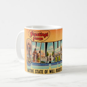 Taza De Café Tarjeta postal de saludo vintage de Oklahoma