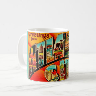Taza De Café Tarjeta postal de salutaciones retro Atlantic City