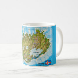 Taza De Café Tarjeta postal del mapa de Islandia