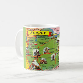 Taza De Café Tarjeta postal del mapa de Surrey Inglaterra