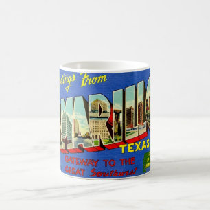 Taza De Café Tarjeta Postal Retro Amarillo TX