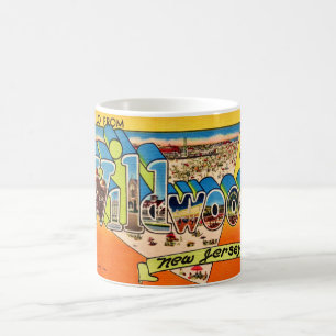 Taza De Café Tarjeta postal retro de Wildwood NJ