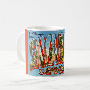 Taza De Café Tarjeta postal retro Savannah Georgia