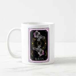 Taza De Café Tarjeta Tarot El Raven Celestial Luna Rosa Negro