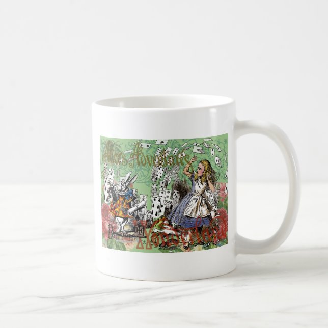 Taza De Café tarjetas alice conejo de sombrerero de wonderland (Derecha)