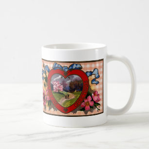 Taza De Café Tarjetas Antiguas de Feliz Día de San Valentín con