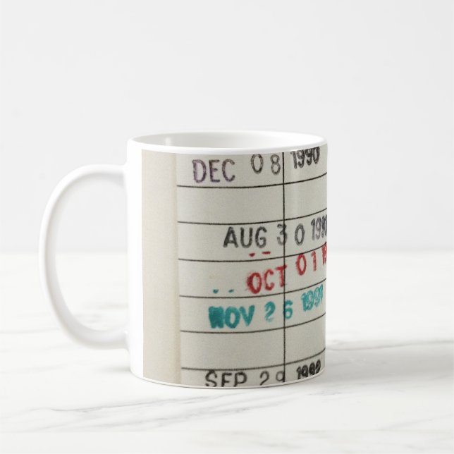 Taza De Café Tarjetas de fecha debida de la biblioteca del (Izquierda)