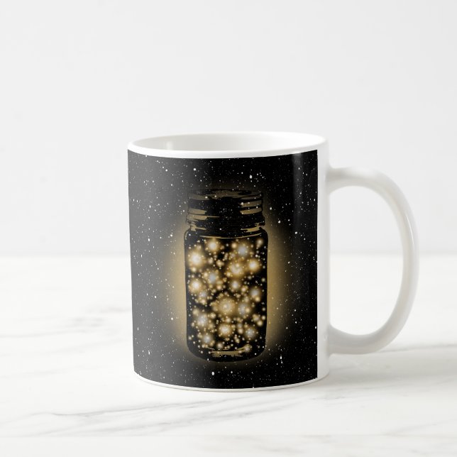 Taza De Café Tarro que brilla intensamente de luciérnagas con (Derecha)