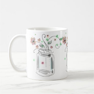 Taza De Café Tarros de Mason con Flores Arte moderno y lindo de