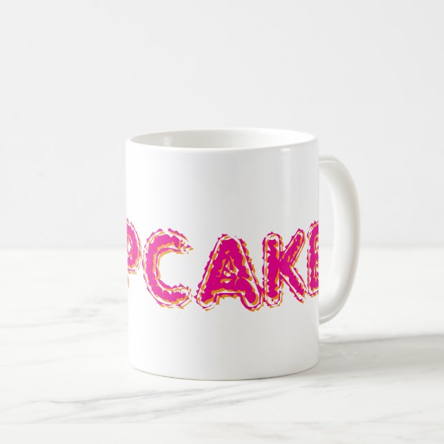 Taza De Café Tarta personalizada con texto rosa (Anverso derecho)