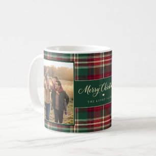 Taza De Café Tartan a Cuadros Personalizado de Navidad con Dos