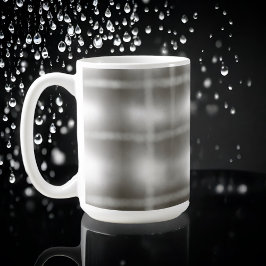 Taza De Café tartán blanco gris turrón búfalo acuarela rústico