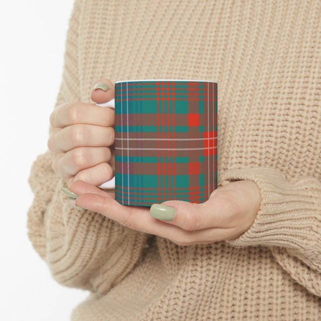 Taza De Café Tartan Clan Wilson Plaid Naranja Turquoise Check (Subido por el creador)