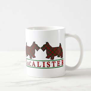 Taza De Café Tartan de Clan MacAlister Perros Scottie Escoceses