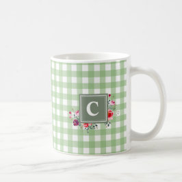 Taza De Café Tartán de vegetación clásica beuatista floral inic