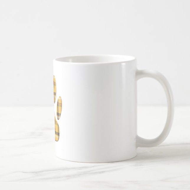 Taza De Café Tartan Dog Paw Print (Derecha)