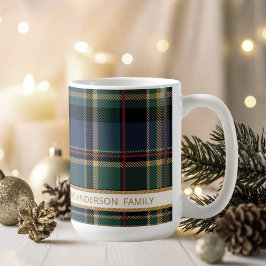 Taza De Café Tartan Feliz Navidad Marco Dorado ID1141B