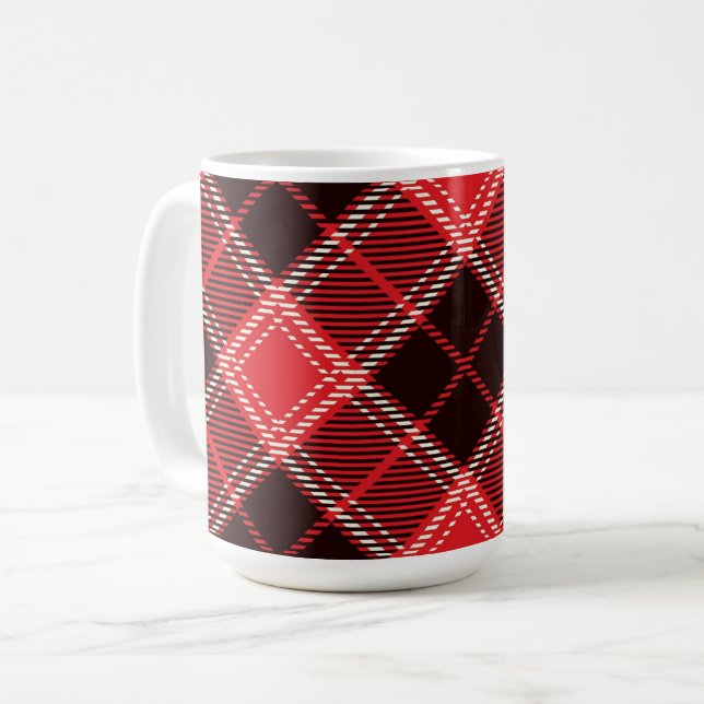 Taza De Café Tartán negro rojo (Anverso izquierdo)
