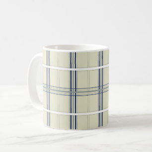 Taza De Café Tartan Plaid Moderno Azul y Beige