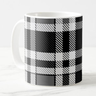 Taza De Café Tartán Tartán Tartán de plástico blanco gris negro