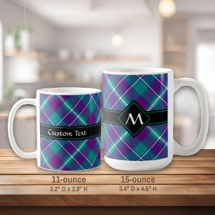Taza De Café Tartán verde marino, púrpura y azul