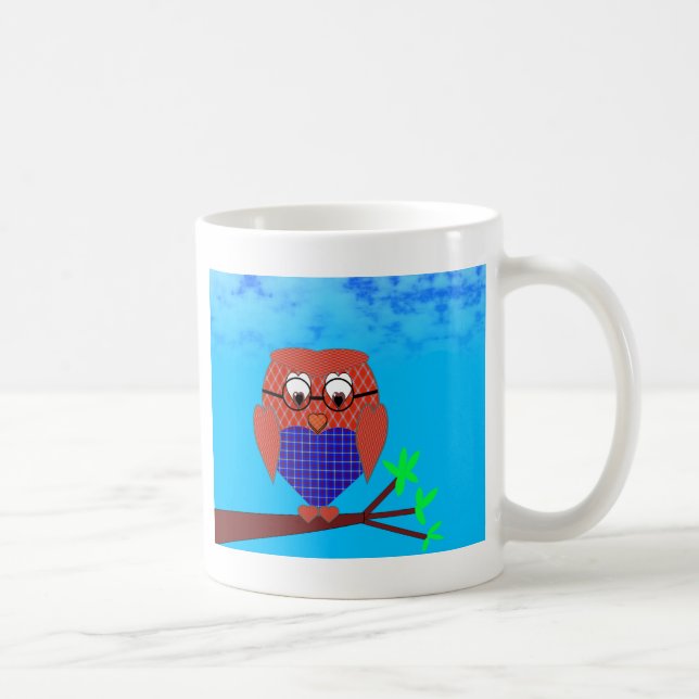 Taza De Café Tartán y búho cardíaco (Derecha)