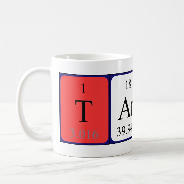 Taza De Café Taryn nombre de tabla periódica mug (Izquierda)
