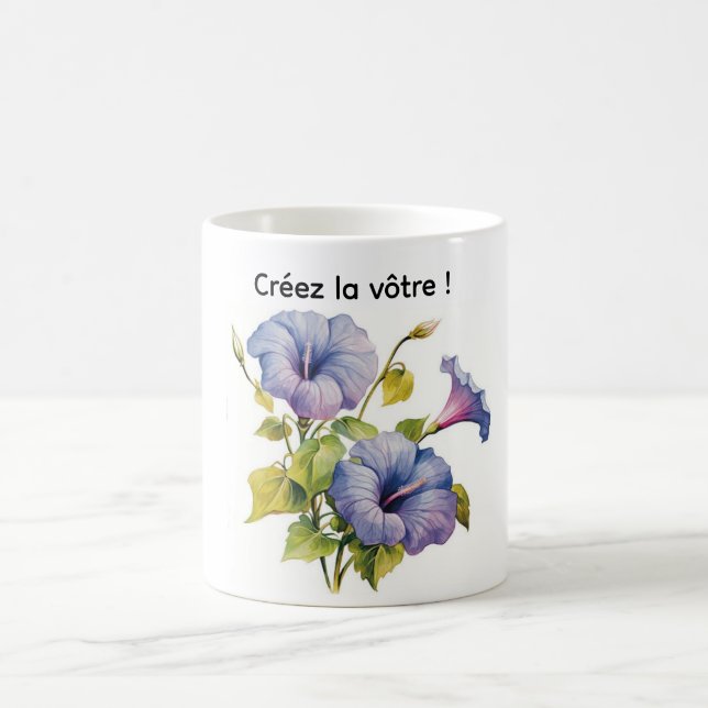 Taza De Café Tasse blanche fleurs gloires du matin mauve (Centro)