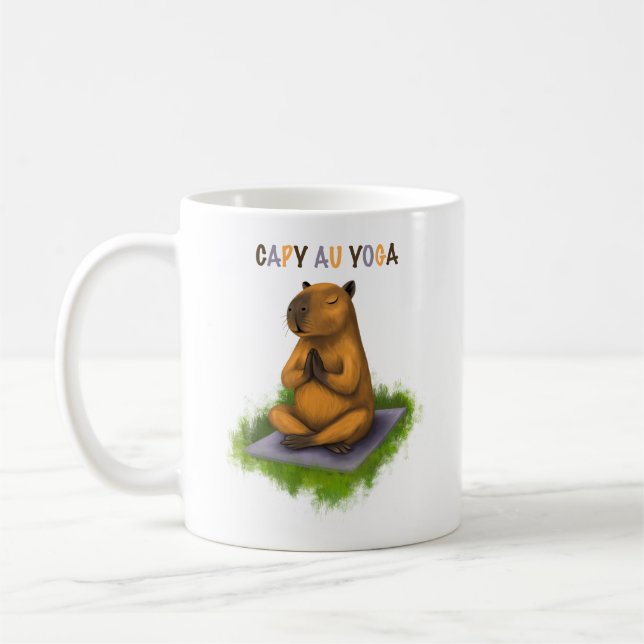 Taza De Café Tasse capybara au yoga (Izquierda)