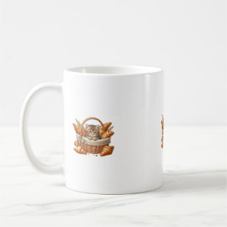 Taza De Café tasse chaton et croissants