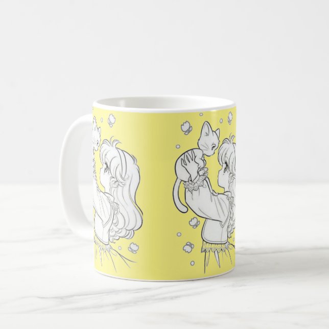 Taza De Café Tasse de fille et chat (Anverso izquierdo)