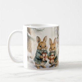 Taza De Café Tasse de Noël illustrée de jolis lapins