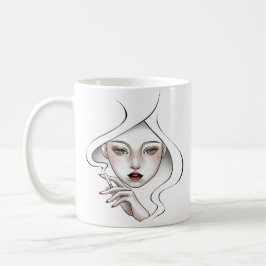 Taza De Café Tasse fille enfumée blanche minimal