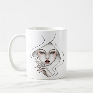 Taza De Café Tasse fille enfumée blanche minimal