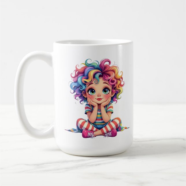 Taza De Café Tasse Fillette espiègle aux cheveux multic (Izquierda)