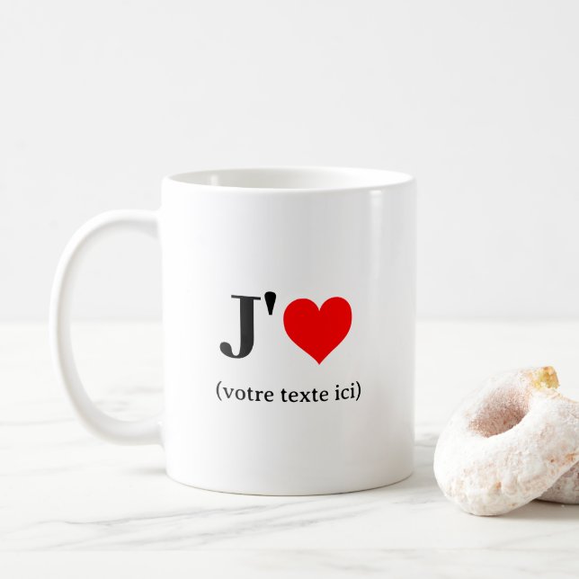 Taza De Café Tasse J'aime (votre texte ici) (Con donut)