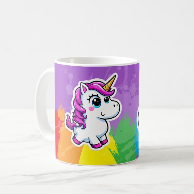 Taza De Café Tasse Licorne cartoon arc en ciel  (Anverso izquierdo)