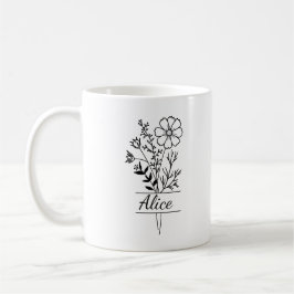 Taza De Café Tasse personnalisée Prénom et fleurs