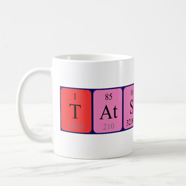 Taza De Café Tatsuki periódica nombre de tabla mug (Izquierda)