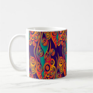 Taza De Café Tattoo Pattern Art - llamas y círculos