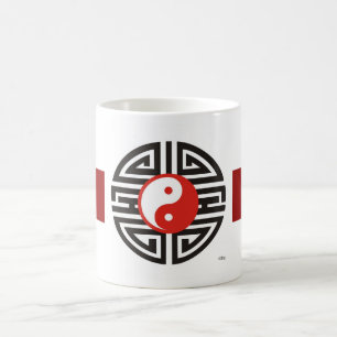 Taza De Café Tattoo Yin & Yang banda roja oscura
